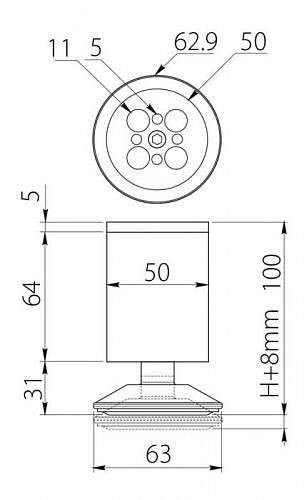 Ножка 762-05, алюминий NM-BD762-05