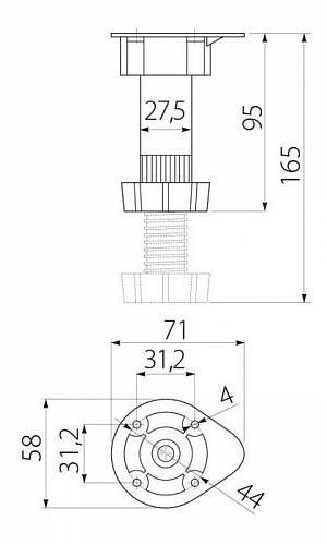 Ножка кухонная H100-170 черная