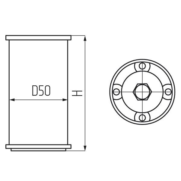 Опора d50мм,h150-160мм, алюминий