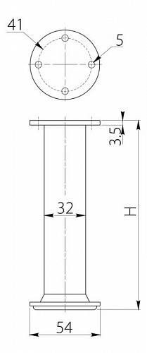 Опора регулир.30х150мм, алюминий NM-BD868-150-05