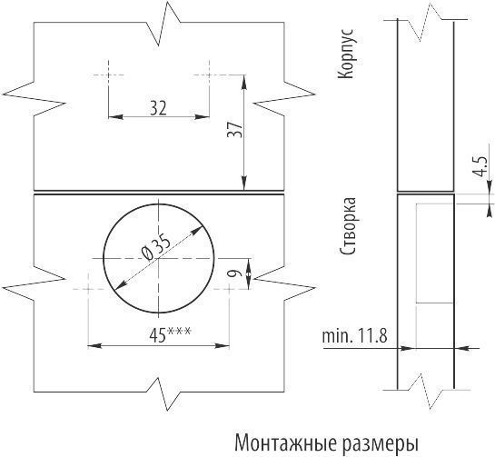 Петля накладная с планкой Н-2 с евро, 45мм CN09