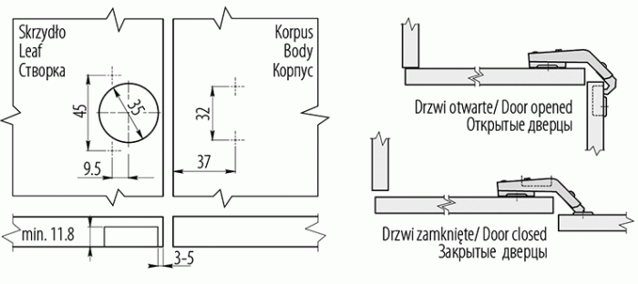 Петля 135* карусельная накладная с планкой H-2  45мм