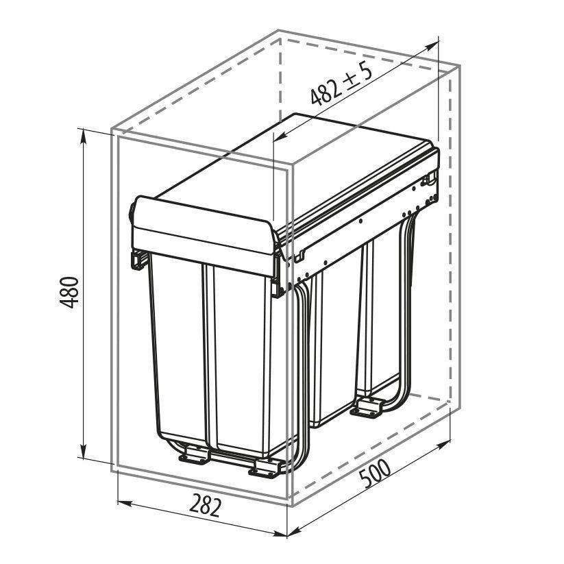 Сегрегатор для модуля 300(20L+10L),серый без крепления к фасаду с доводчиком