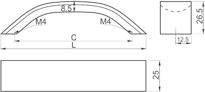Ручка мебельная алюминиевая UA-OO-337/160 черный матовый